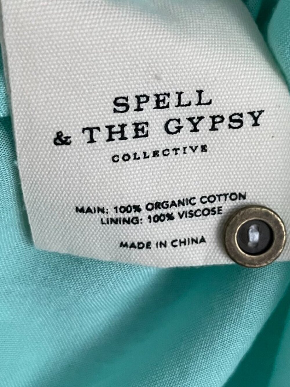 SPELL Dress Long Sleeve Blue Green Teal Size Medium Like New Hippie Boho $225 - Picture 7 of 8